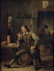 A Smoker Leaning on a Table